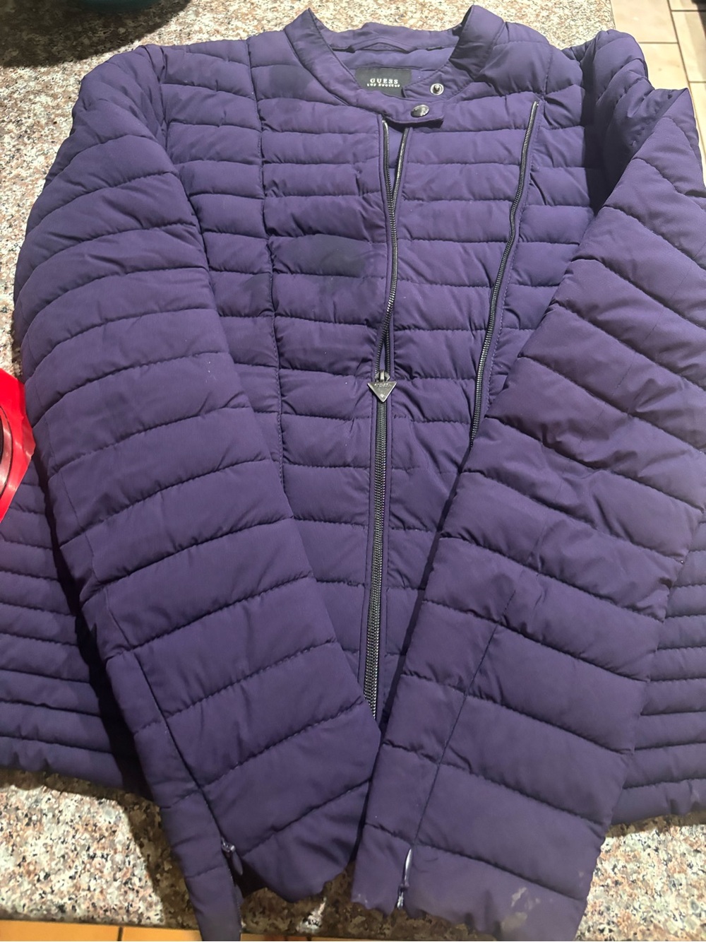 Guess Women's Purple Quilted Packable Puffer Jacket